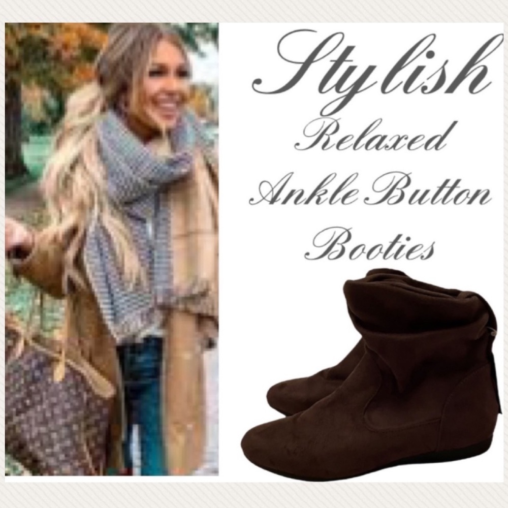 Brown Suede Slouch Booties Boho Fashion Casual Slouchy Ankle Boots Womens Size 6